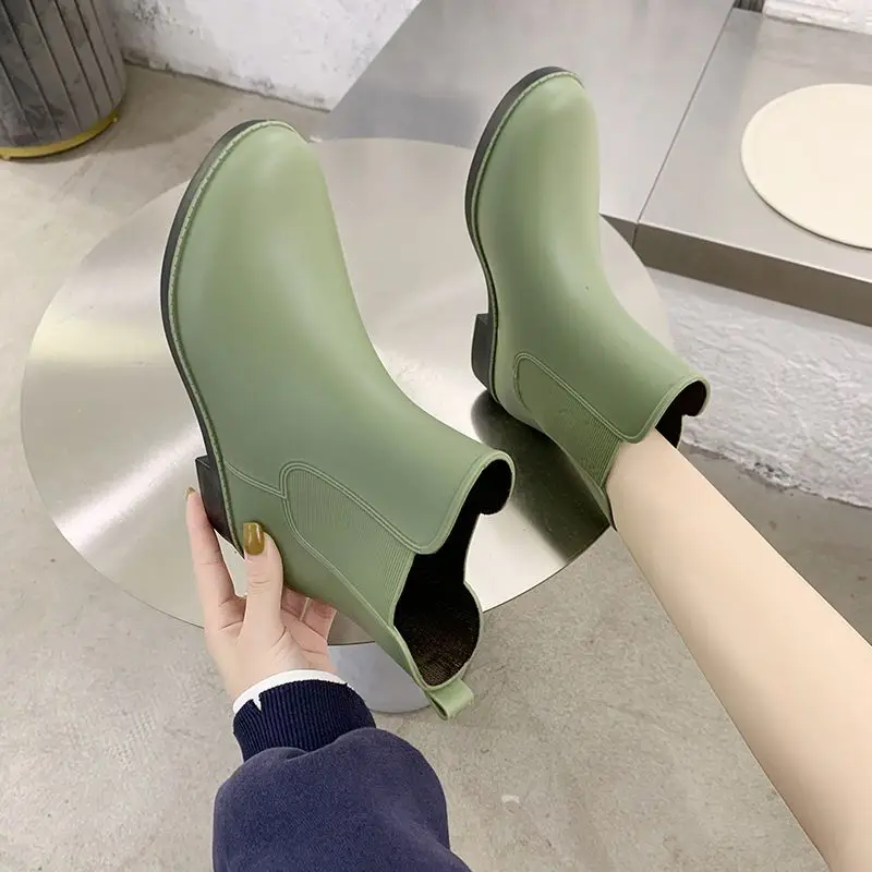 

Women's Low Cut Rain Boots Waterproof Anti Slip Kitchen Rubber Shoes Fashion Low Heel Korean Style Versatile Outdoor Shoes