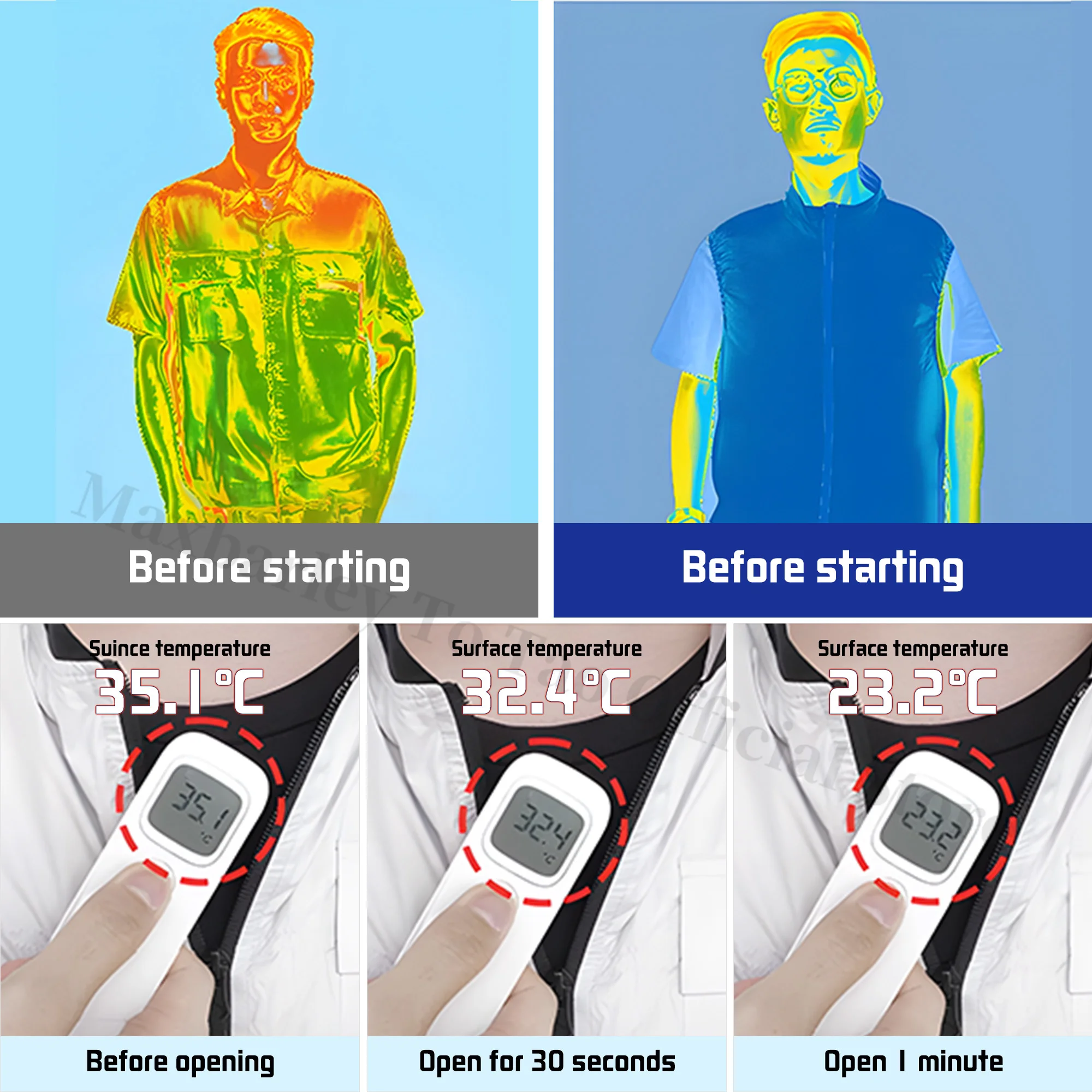  EIAO 9 Blade سترة تبريد يمكن ارتداؤها سترة مروحة دراجة نارية مكيفة الهواء الملابس للرجال النساء المشي لمسافات طويلة الصيد الرياضة في الهواء الطلق #4
