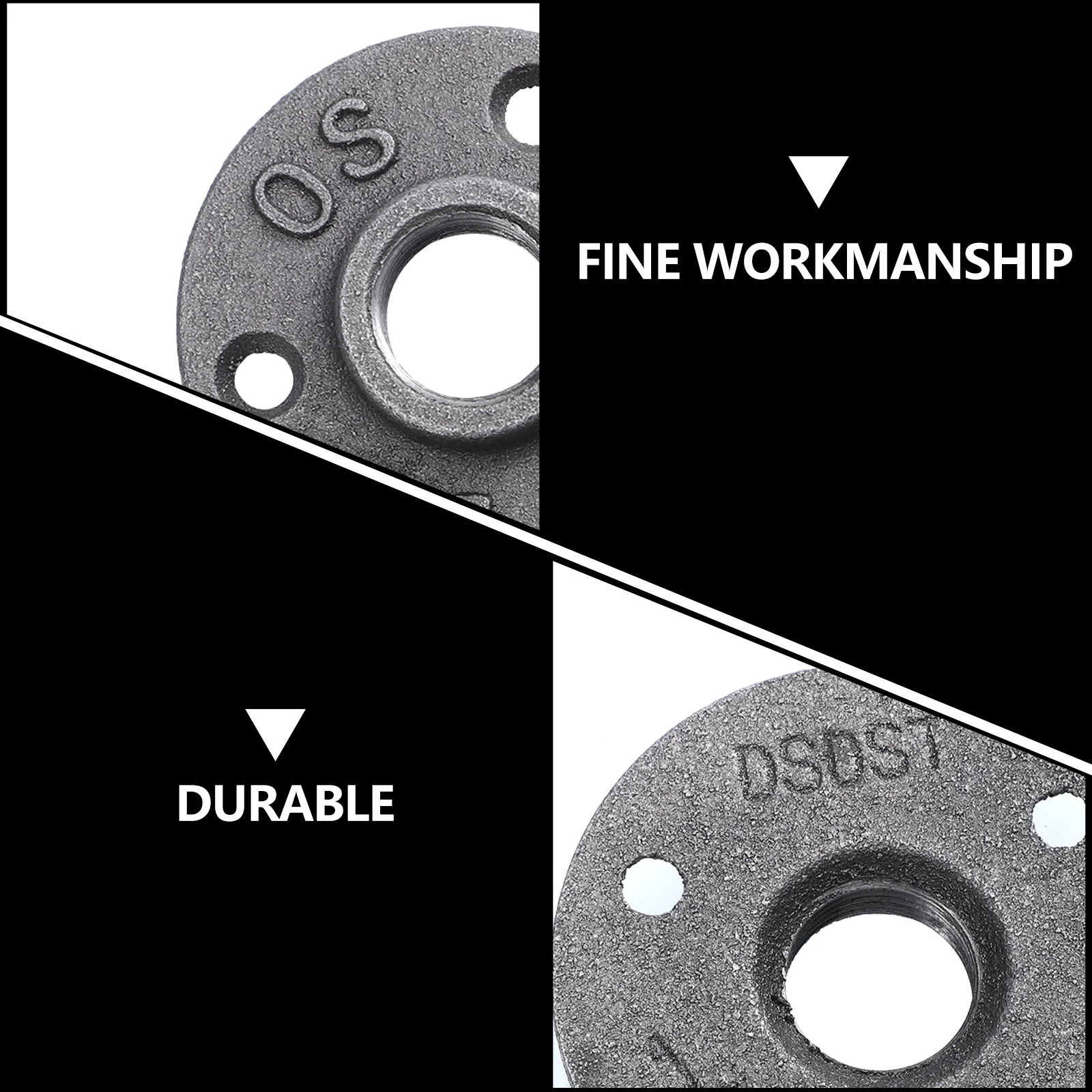 

4Pcs Cast Iron Floor Flange Malleable Iron Fittings for Industrial Decor Furniture DIY Projects Heavy Duty Wall Mountable