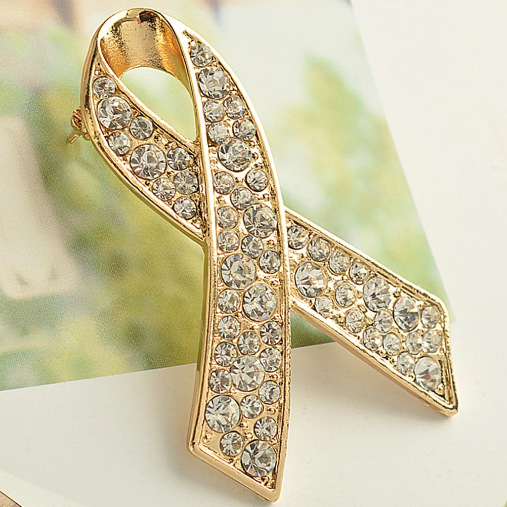 Ribbon Brooch with Crystal Rhinestones Delicate Lapel Pin Jewelry Accessories for Women