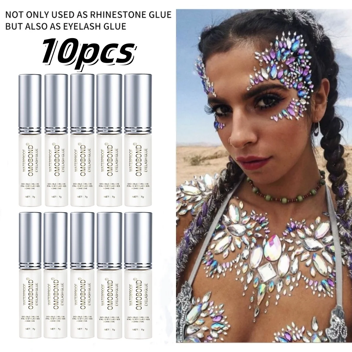 

10pcs Professional Quick Dry Rhinestone Glue Waterproof Beauty Adhesive Glue Eye Lashes Glue Low Odor No Irritation Makeup Tools