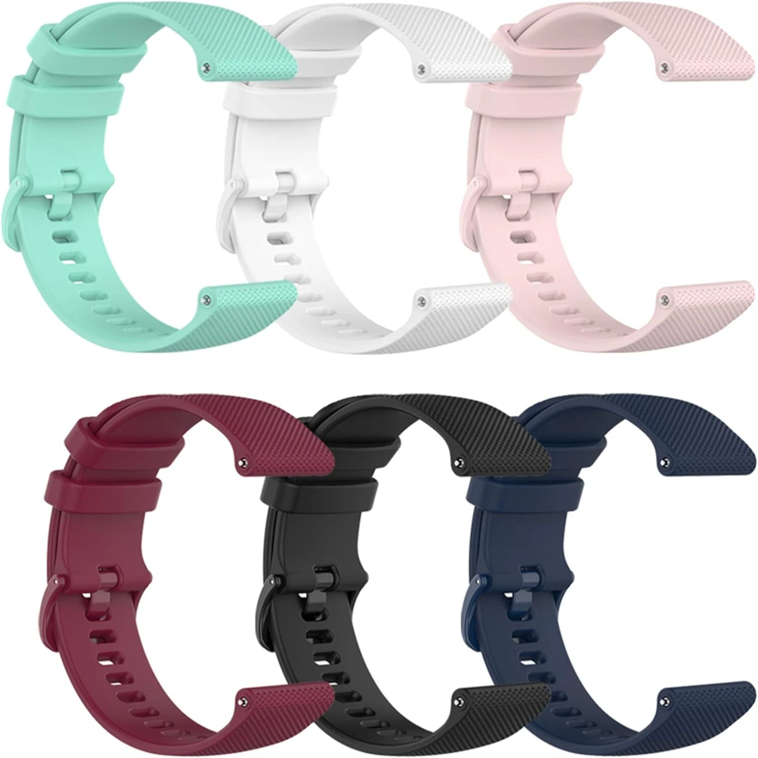 Enhance your comfort and style with these soft, waterproof, and comfortable silicone sport bands! This 6-pack of adjustable repl