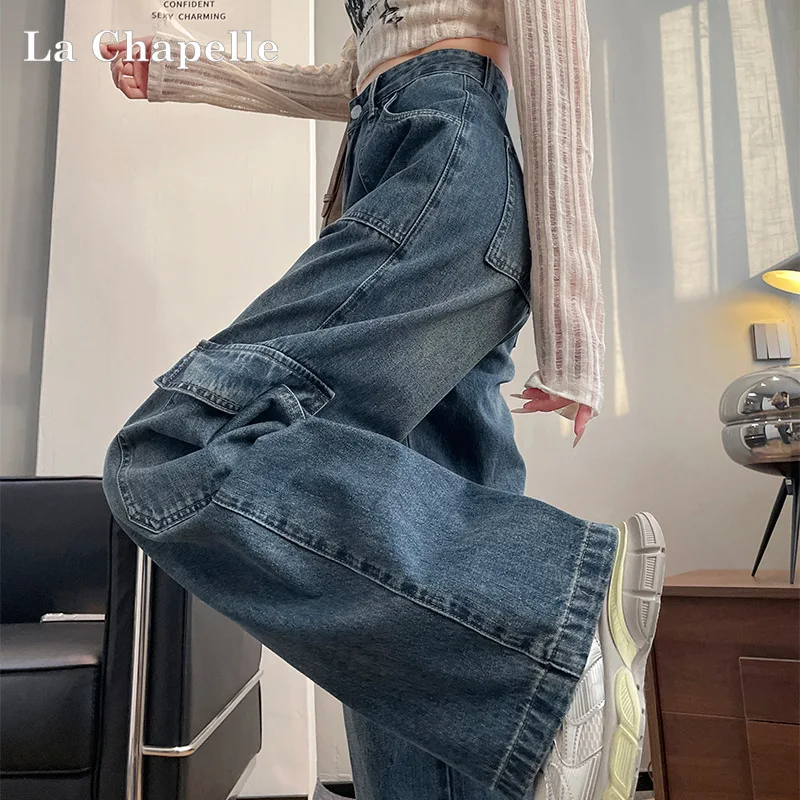 

Retro Jeans For Women 2025 Autumn Trend Versatile New High Loose Casual Multi-Pocket Wide-Leg Pants
