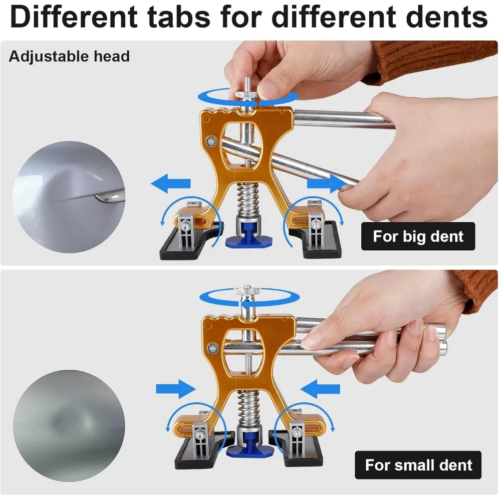 طقم إصلاح دنت احترافي مكون من 129 قطعة: مطرقة منزلقة وأدوات على شكل حرف T لإزالة أضرار حلفة السيارة