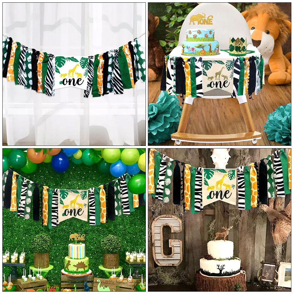 

1Pcs Animal Theme Birthday Party Banner Premium Cloth Hanging Flag Wall Decoration Baby Shower Kids Party Supplies