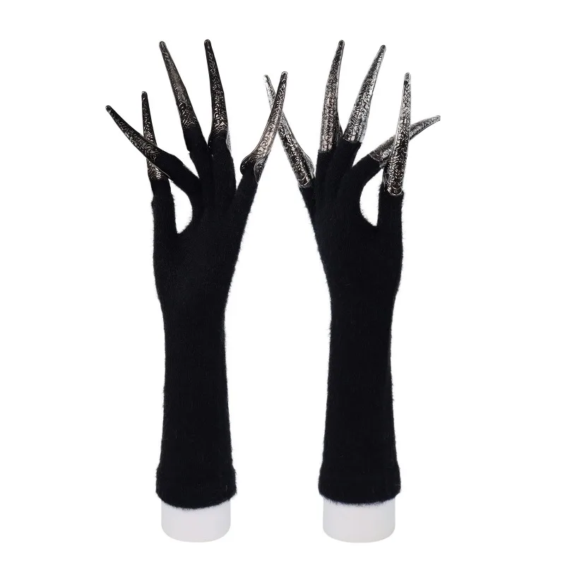 Long Gloves with Paw Pads and Nails Gothic Scary Vampire Witch Horror Halloween Cosplay Party Costume Accessories