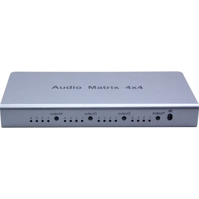 4x4 Fiber Optic Audio Matrix Switcher 4 in 4 Out Digital Audio Splitter with Remote Control for Home Theater System