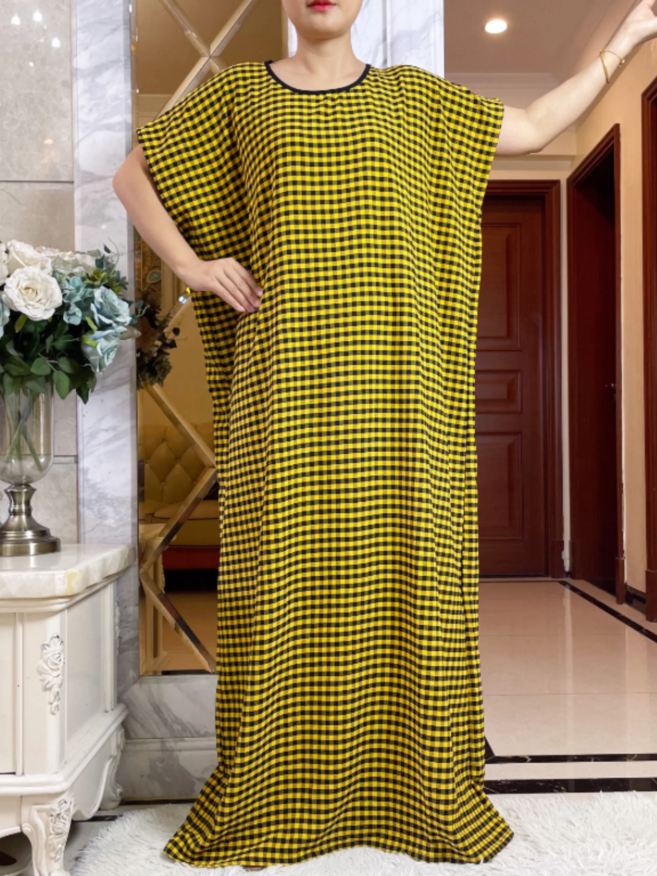 2025New Dubai Party Dress Muslim Femme Long Sleeves Printing  Loose Boubou Maxi Islam Women Cotton African Abaya Clothing