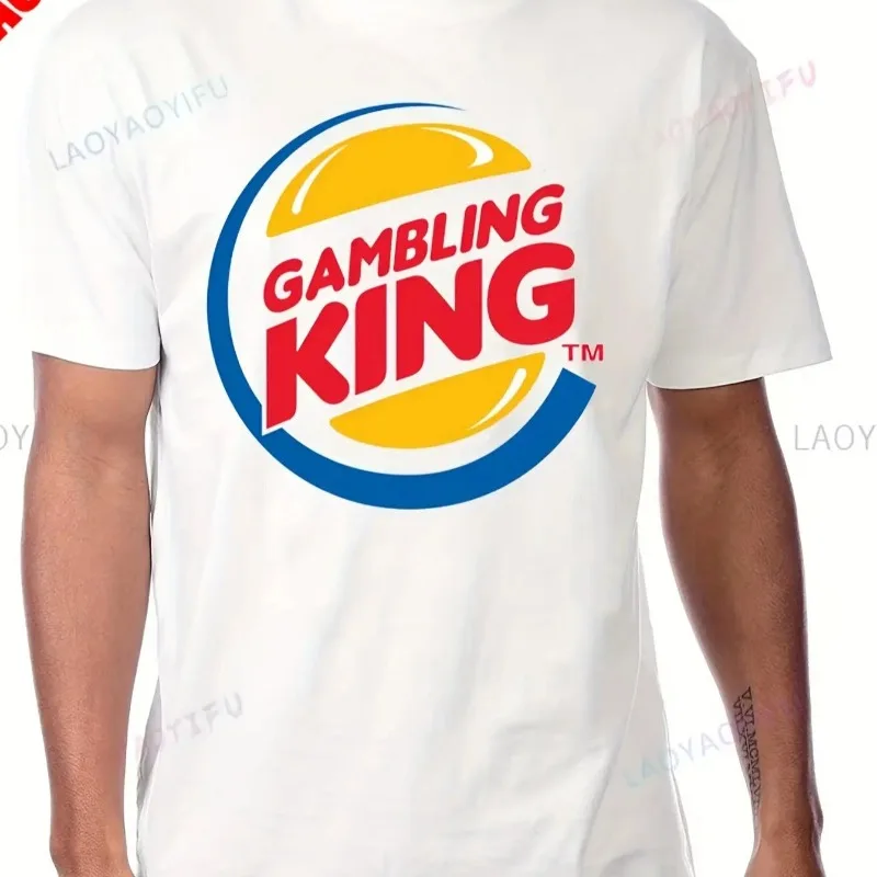 Men'S Funny Gambling King Casino T-Shirt - Bold Red & Blue Casino Logo with Gambling King Text, Soft Breathable Fabric