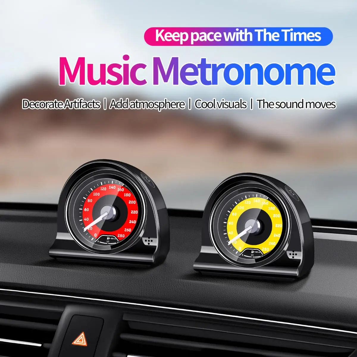 

KEVANLY 1PC Voice Control Instrument Shape Music Metronome Car Decoration accessories USB Two Modes Cool RGB Atmosphere Light
