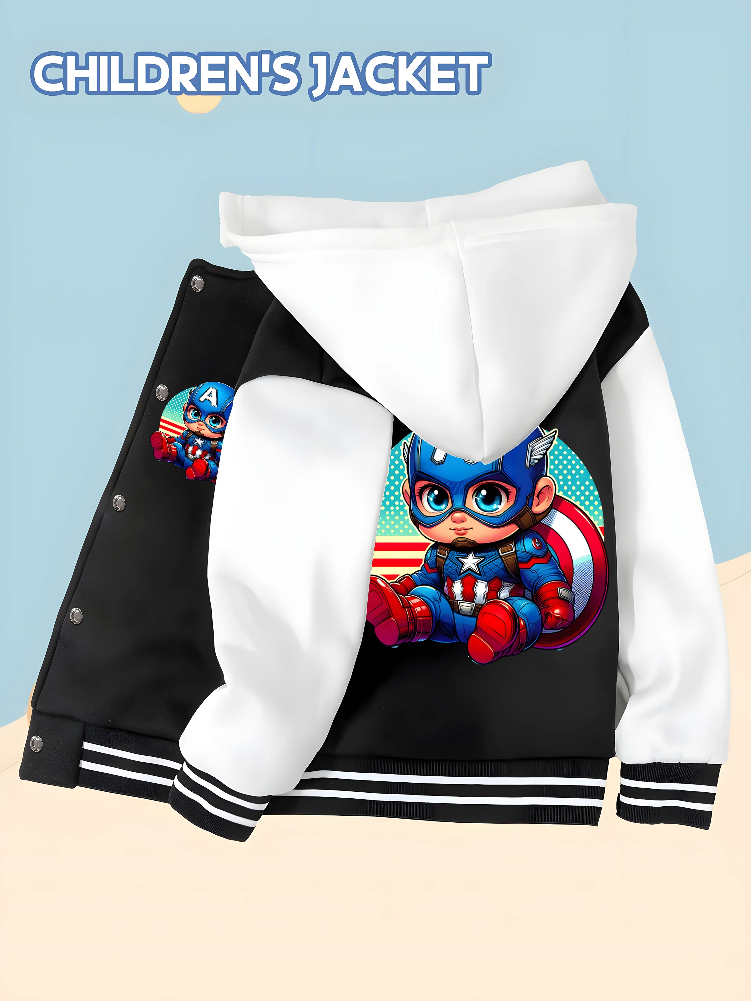 

MINISO Marvel Boys Baseball Jacket - Captain America's cute soft fabric is fashionable and childlike