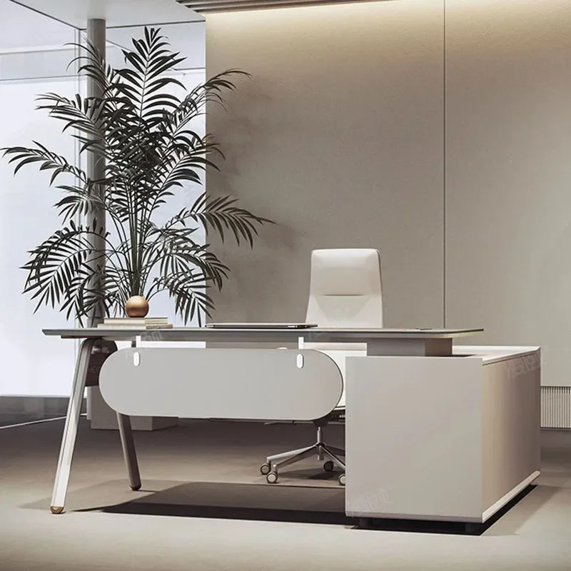 Office Vanity L Shaped Desk Computer Gaming Corner Reception White Desk  Study Mesas De Computador Modern Furniture