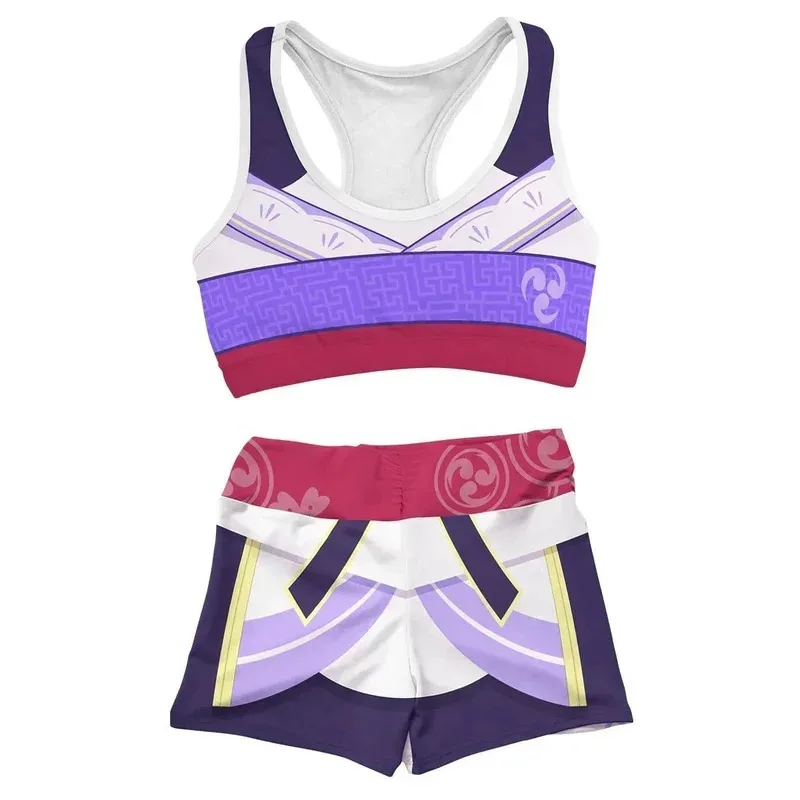 Cy2023 Anime Kaedehara Kazuha Strój Kąpielowy Uroczy Genshin Impact Cosplay Bikini Zestaw Kostium Letni Wzór Liści Klonu Top i Spodnie