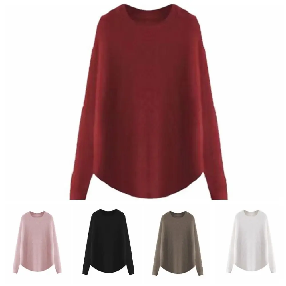 بسيطة غير النظامية طويلة الأكمام تريكو فضفاض قاع قميص سترة أعلى البلوز الخريف الشتاء محبوك أعلى للنساء الإناث #6