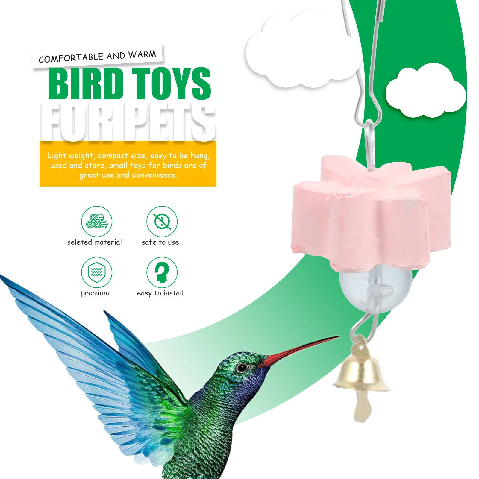 6Pcs Bird Grinding Beak Calcium Stone Parrot Chewing Entertainment Training for Cage Budgie Cockatiel Macaw Bird