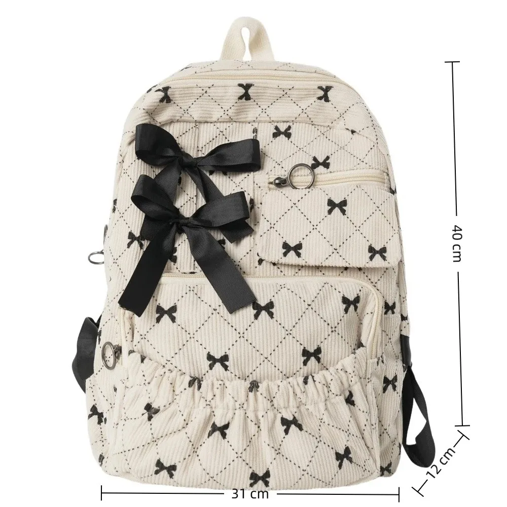 أزياء سروال قصير القوس المدرسية سعة كبيرة القوس طباعة تنوعا على ظهره Ins نمط حقيبة الظهر الطالب