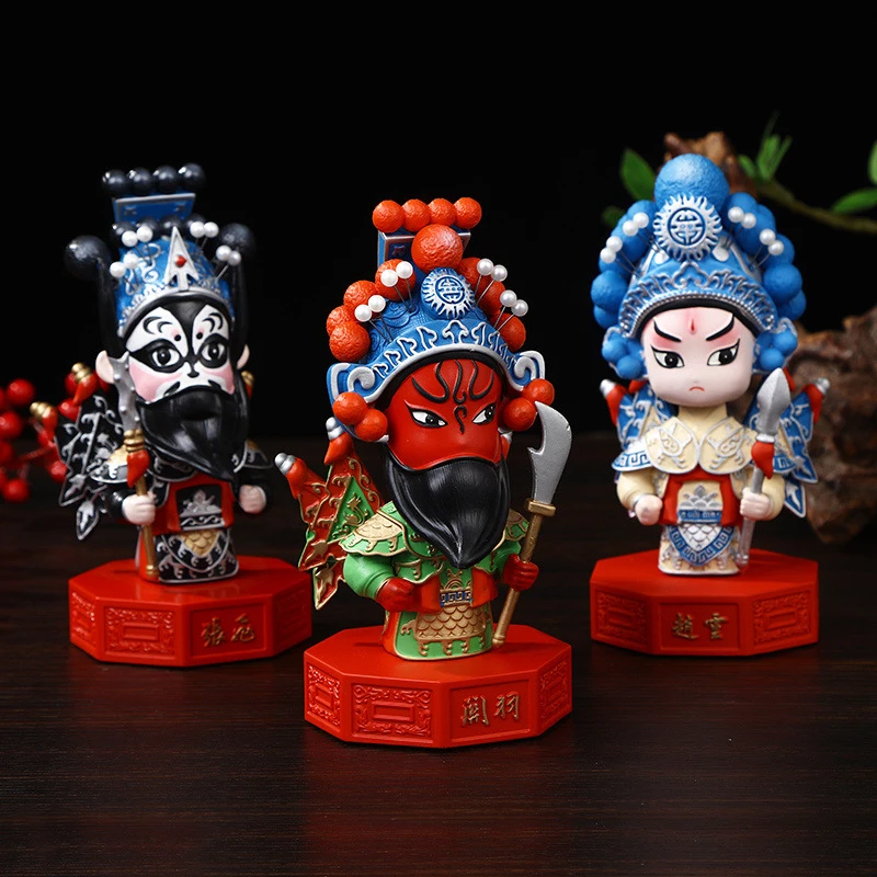 Peking Opera Masks Ornaments Creative 3D Characters Chinese Opera Character Doll Traditional Folk Craft Chinese Style Home Decor