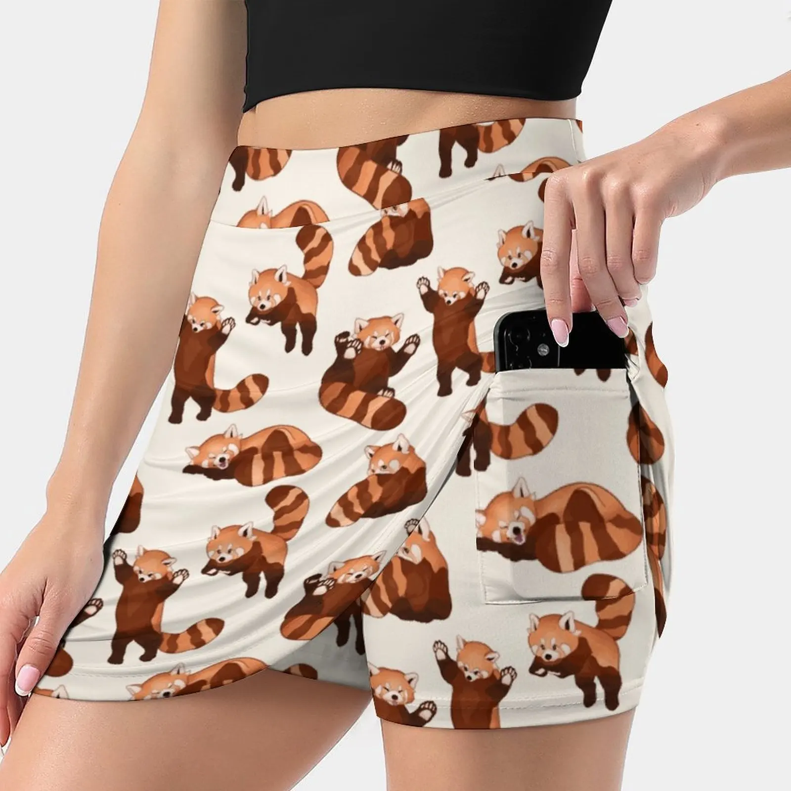 

Red Panda Pattern Skirts Woman Fashion 2022 Pant Skirt Mini Skirts Office Short Skirt Pattern Red Panda Cute Ginger Animal