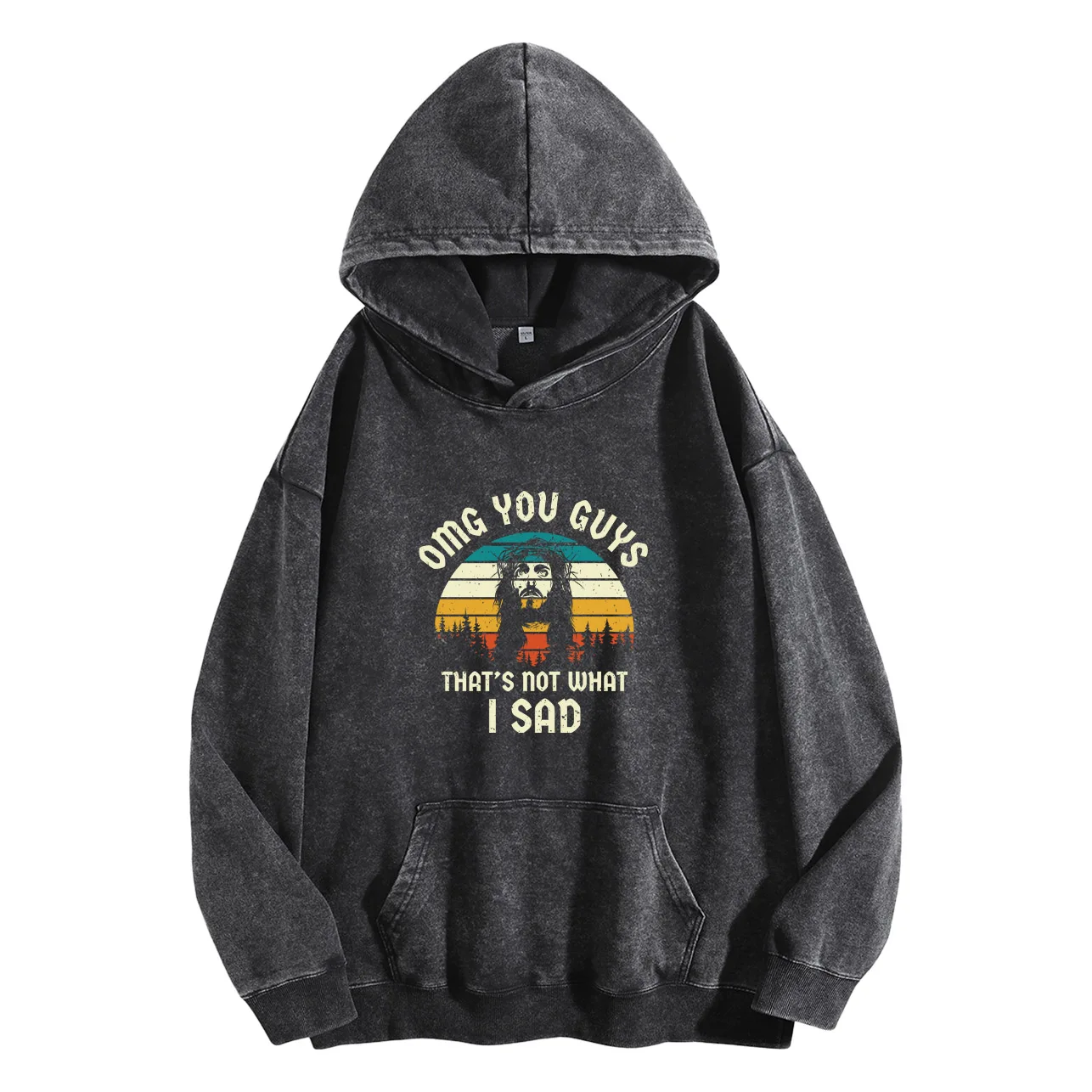 هذا ليس ما قلت، سترة رجالية كلاسيكية ذات قلنسوة برسومات مغسولة، بلوفر كلاسيكي متعثر، ملابس الشارع، سترة كاجوال