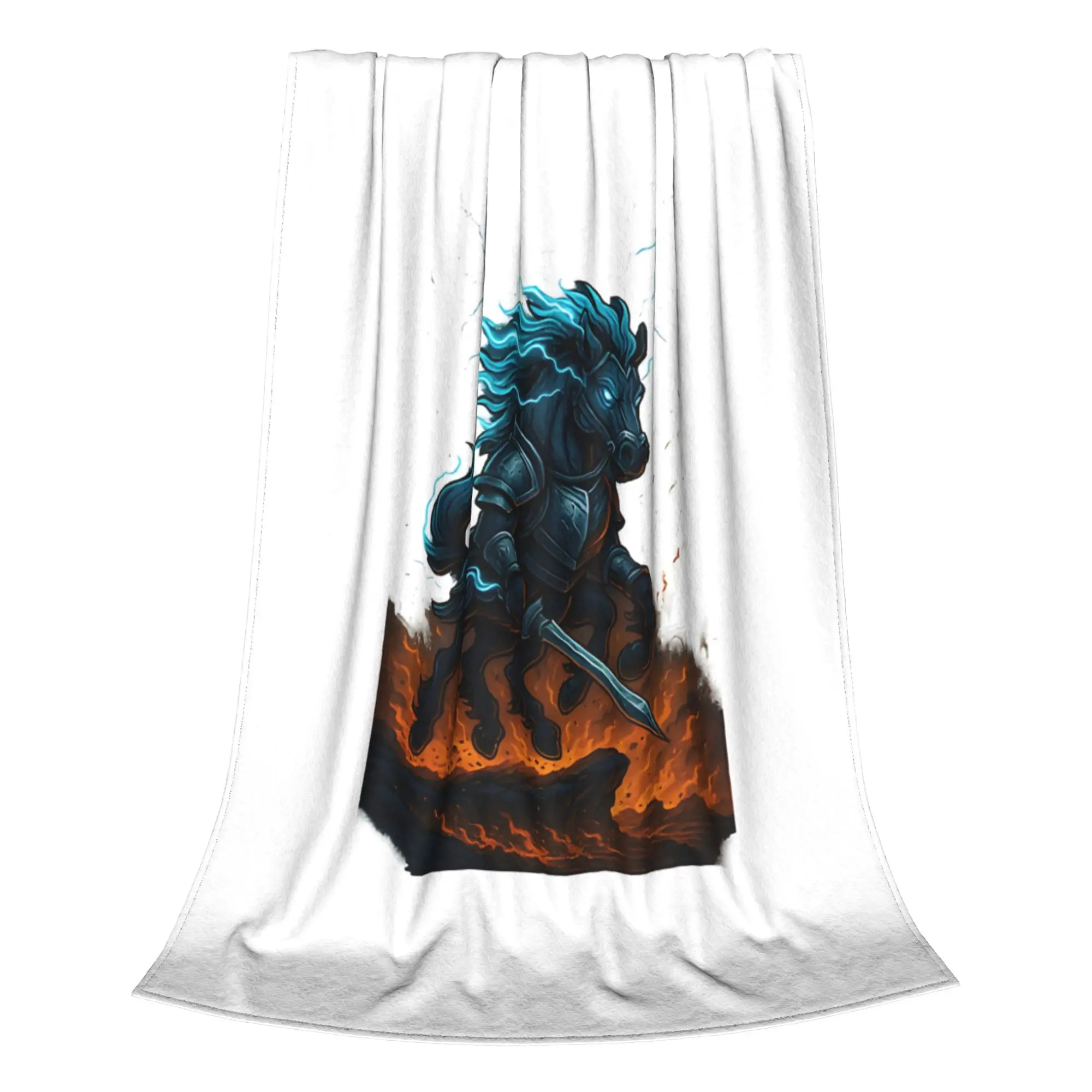1PC Home Cute Room Decor Storm Horse Rider Dark Lightning Blanket Throw Blanket Trippy Landscape Novelty Warm Blanket All Season