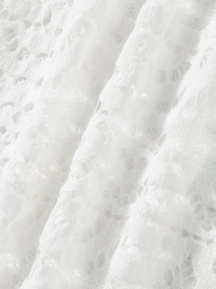 بنطال شاطئ نسائي بوهو شيك بطبعة زهور واسع الساق مع حزام خصر مطاطي وتفاصيل دانتيل شفافة لملابس الصيف غير الرسمية