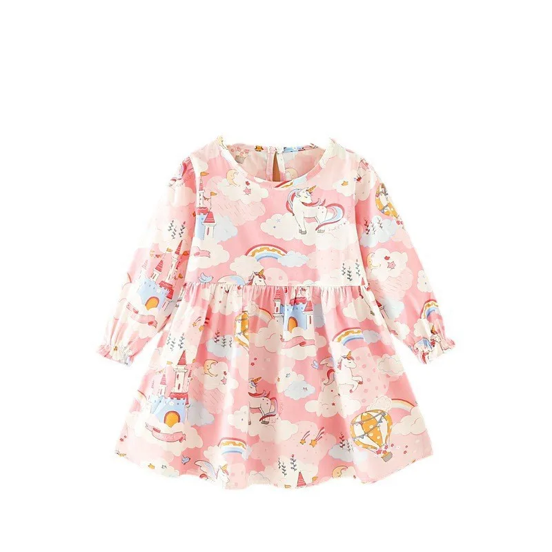 spring baby girls dress Fashion print long sleeve party dress children girl dresses infant clothes 2-6year