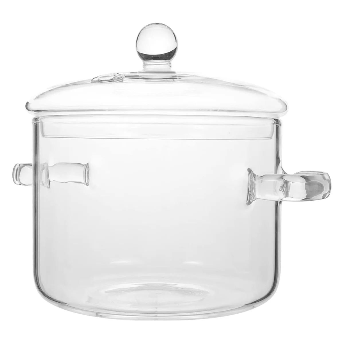 Glass Saucepan with Cover,Stovetop Cooking Pot with Lid and Handle Simmer Pot Clear Soup Pot, High Borosilicate 1400ML