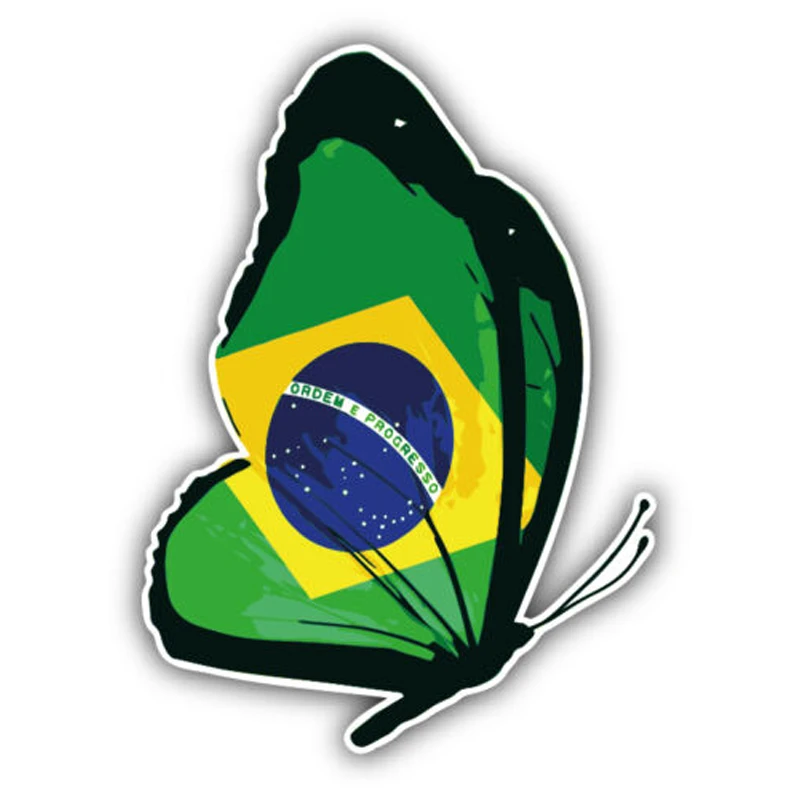 Creative Brazil Butterfly Flag Pattern Car Sticker Car Window Wall Multiple Size Waterproof Vinyl Decal Car Accessories