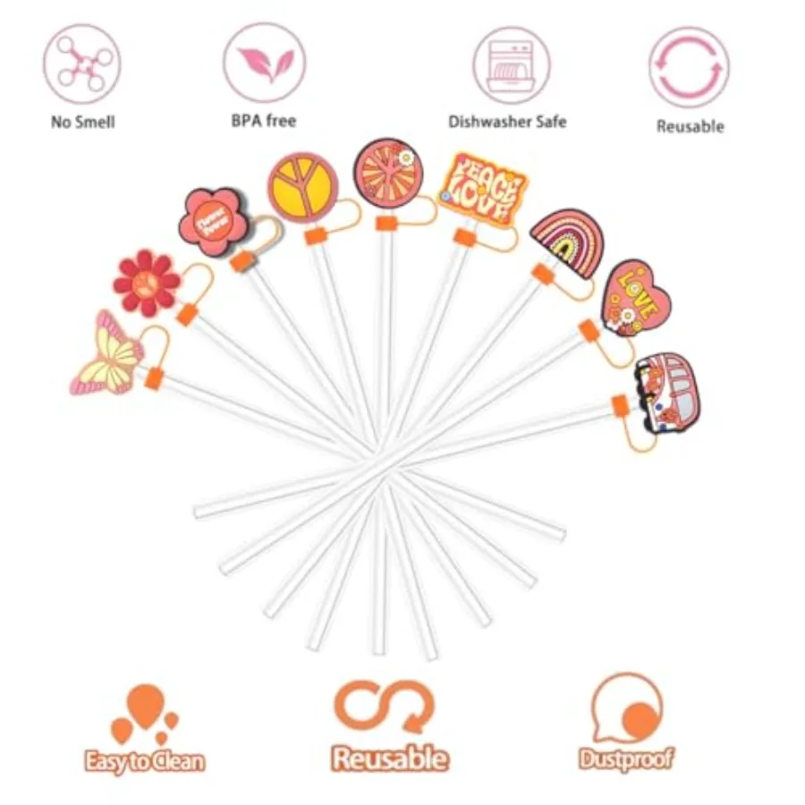 9 Stück süße Strohtoppe 30 Unzen 40 Unzen Tumbler 10 mm wiederverwendbares süßes Zubehör für Stanley Cup Strohabdeckung kann für verschiedene Occ geeignet