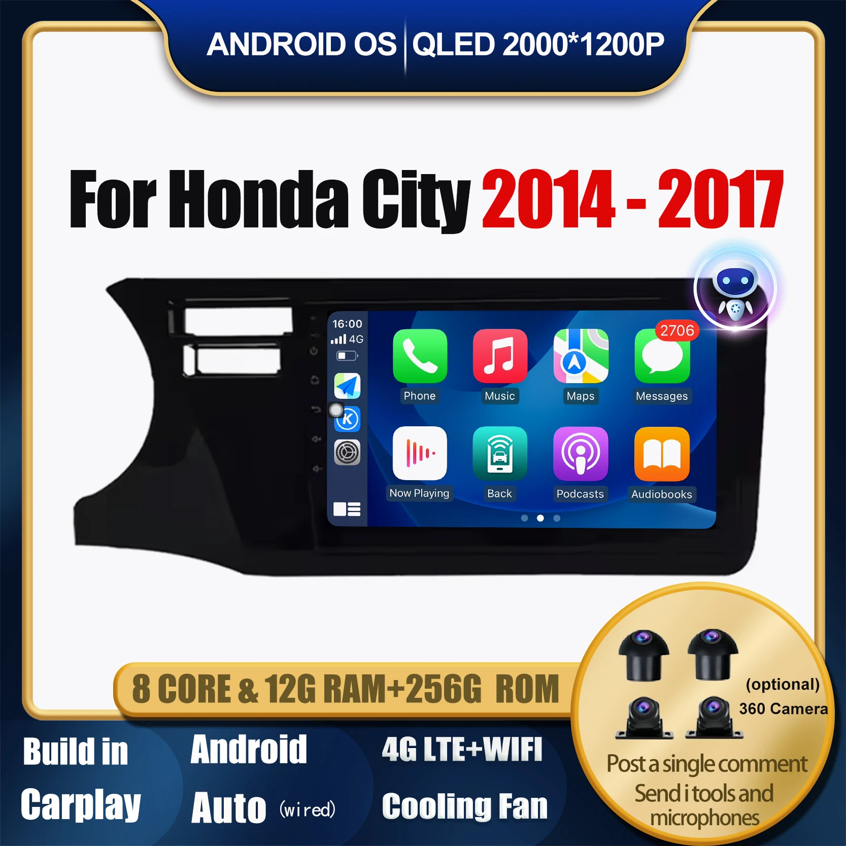 

Android 14 Car Radio Screen For Honda City 2014 2015 - 2017 Multimedia Video Player Carplay GPS Stereo Car Accessories Bluetooth