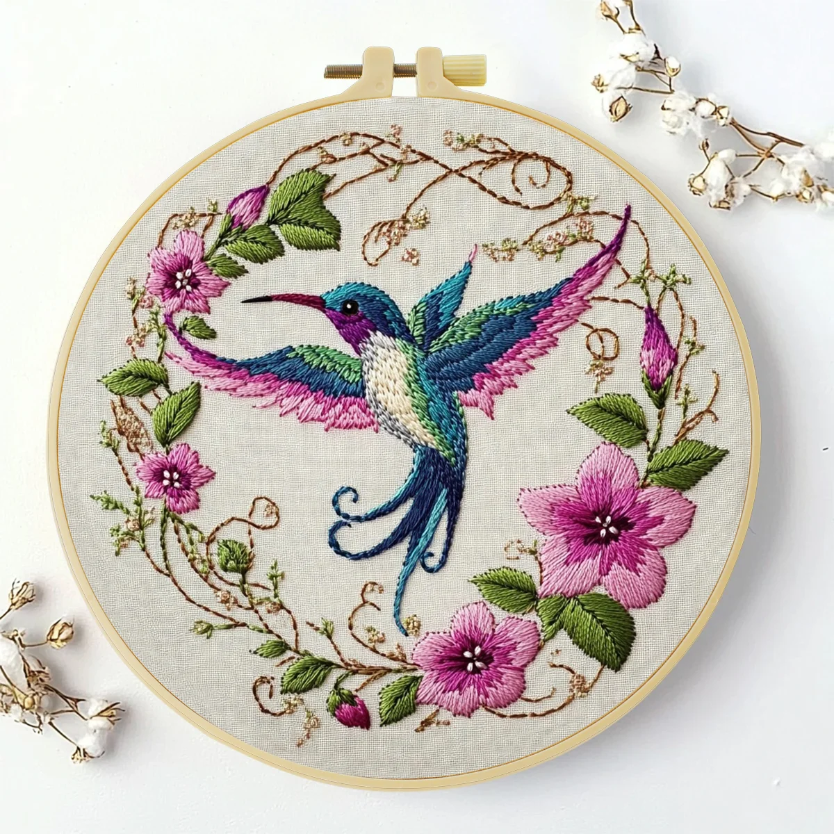 1 Stück 20X20CM/7,87 Zoll Schönes Vogel-Stickerei-Starter-Kit DIY-Set Heimdekoration Nähkunst-Set für Anfänger – Detail 3