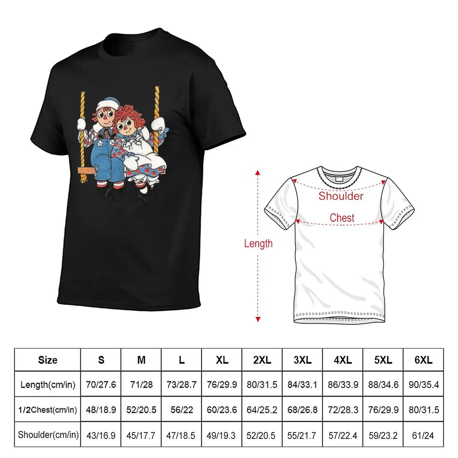 Raggedy ann and andy on a swing T-Shirt cute clothes vintage clothes plus size tops Short sleeve tee clothes for men