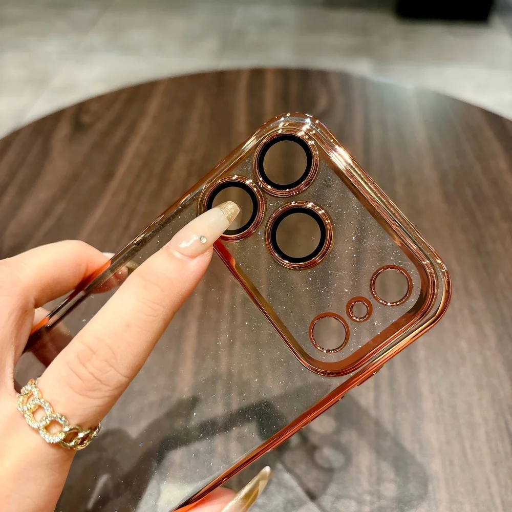 حافظة شفافة متألقة لهاتف آيفون 17 اير 16 15 14 بلس 13 12 11 برو ماكس لامعة لامعة بلينغ وعرة غطاء مدرع للكمبيوتر الشخصي #1