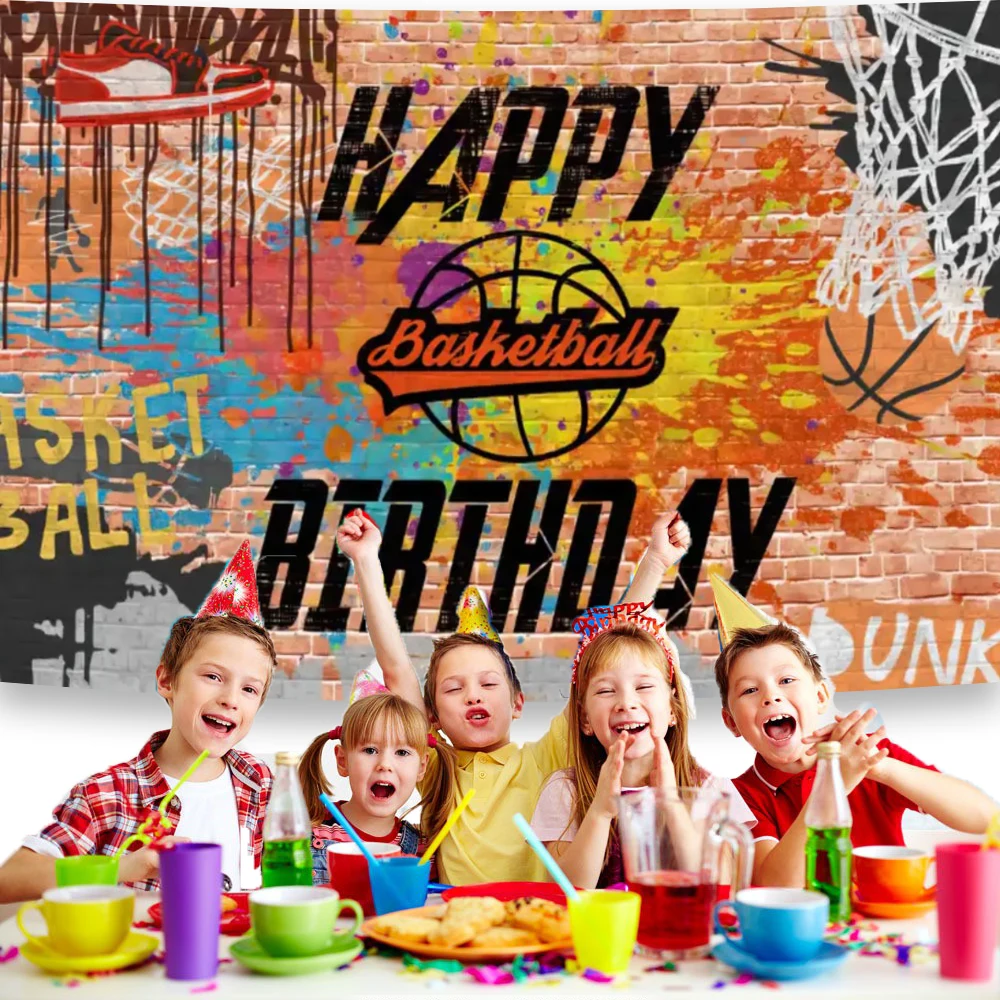 Fondos personalizados de tema de estadio de campo de baloncesto, decoración de fiesta de cumpleaños joven, Fondo de fotografía de juego deportivo, pancarta de habitación de niño