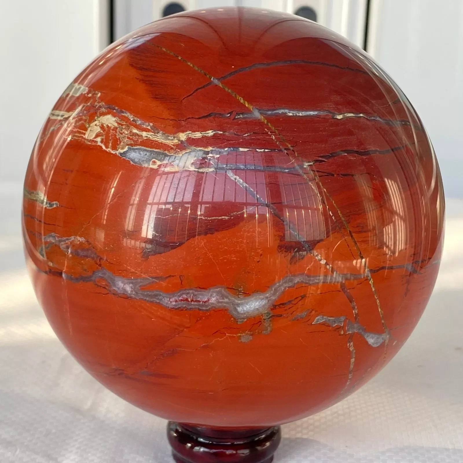 Natural Huge Red Jasper Ball,  Quartz Crystal Red Ore Ball, Mineral Reiki Healing