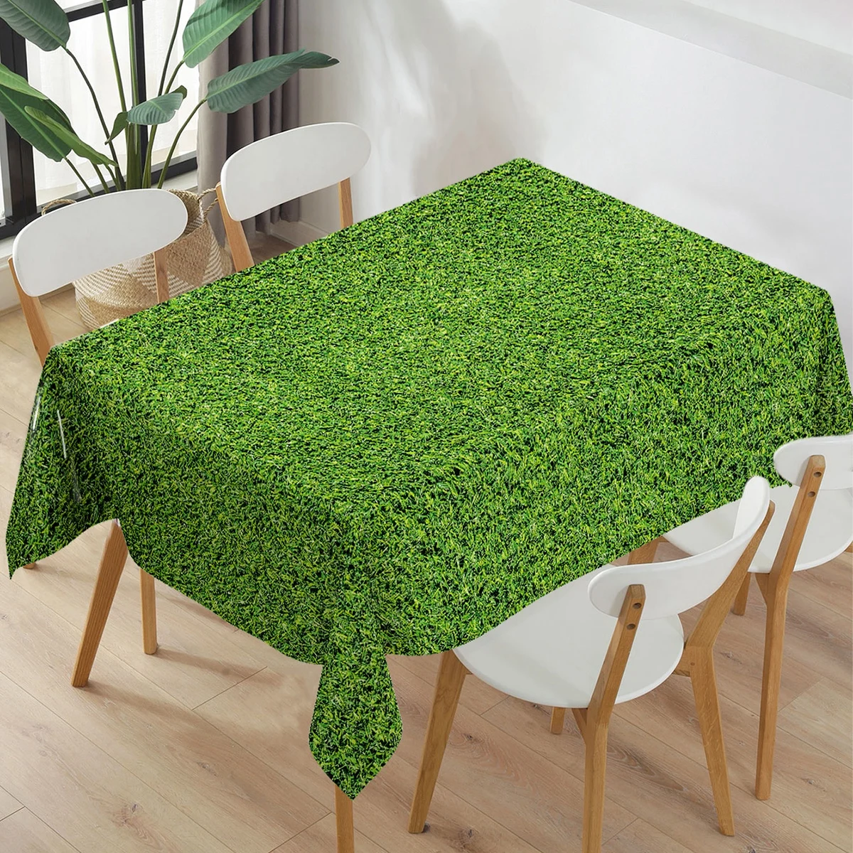 Green Grass Field Plastic Tablecloth Grass Print Table Covers 51 x 86 Inch Sports Party Tablecloth for Sports Theme Party Decor