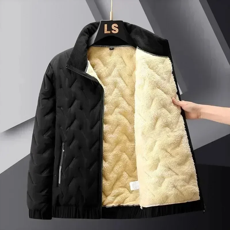 Winter Wool Fleece Jacket Men Thermal Lined Thick Warm Fleece Jacket Male Coat Turn Down Collar Parkas Korean Outerwear Jackets