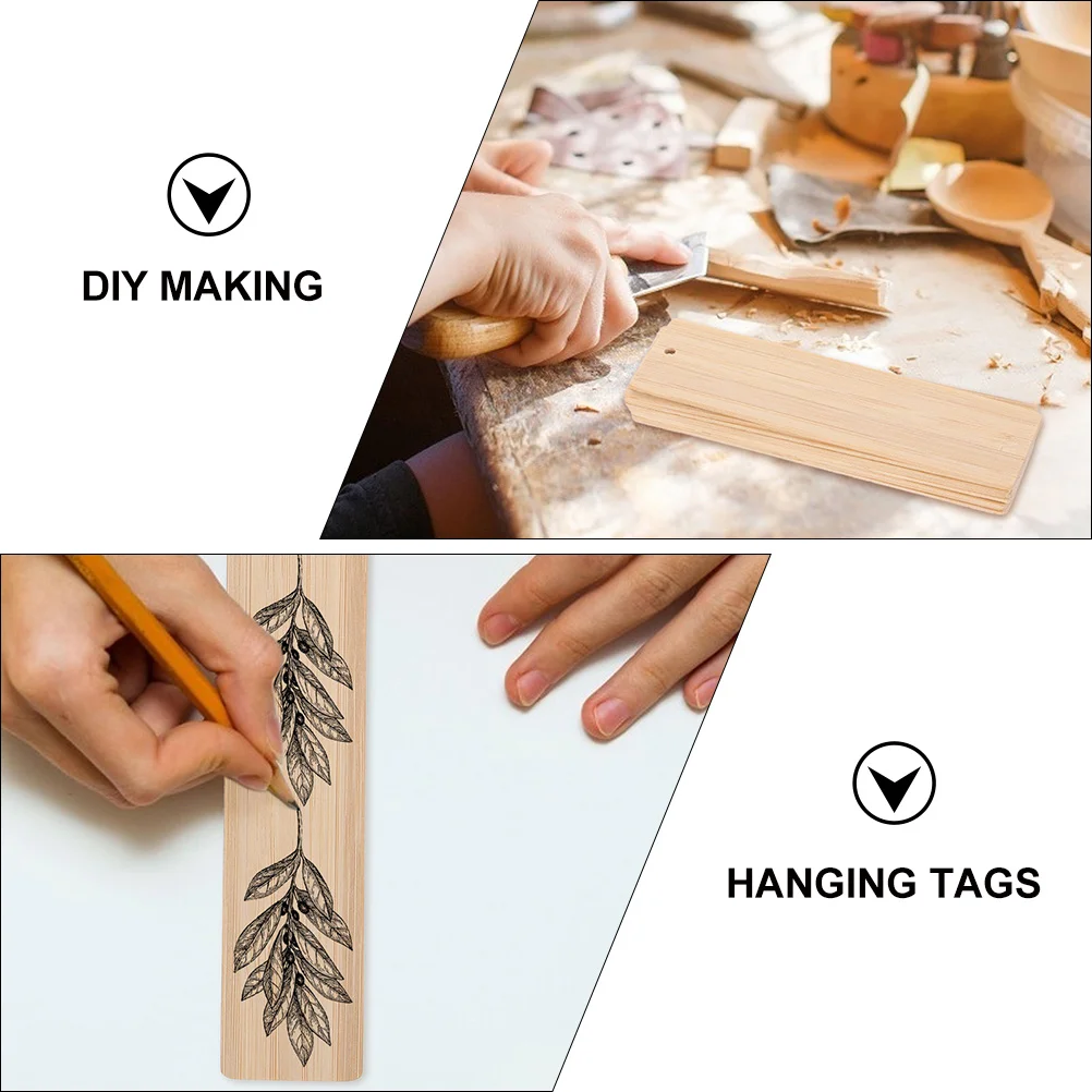 

20Pcs Bamboo Bookmark Blank DIY Craft Tags Smooth Edges Hanging Hole Unfinished Wood Bookmarks for Reading Student Gift