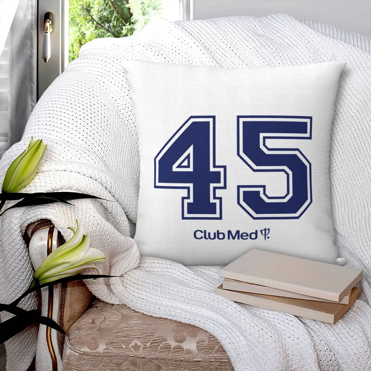 Number 45 Club Med Square Pillowcase Pillow Cover Polyester Cushion Decor Comfort Throw Pillow for Home Bedroom