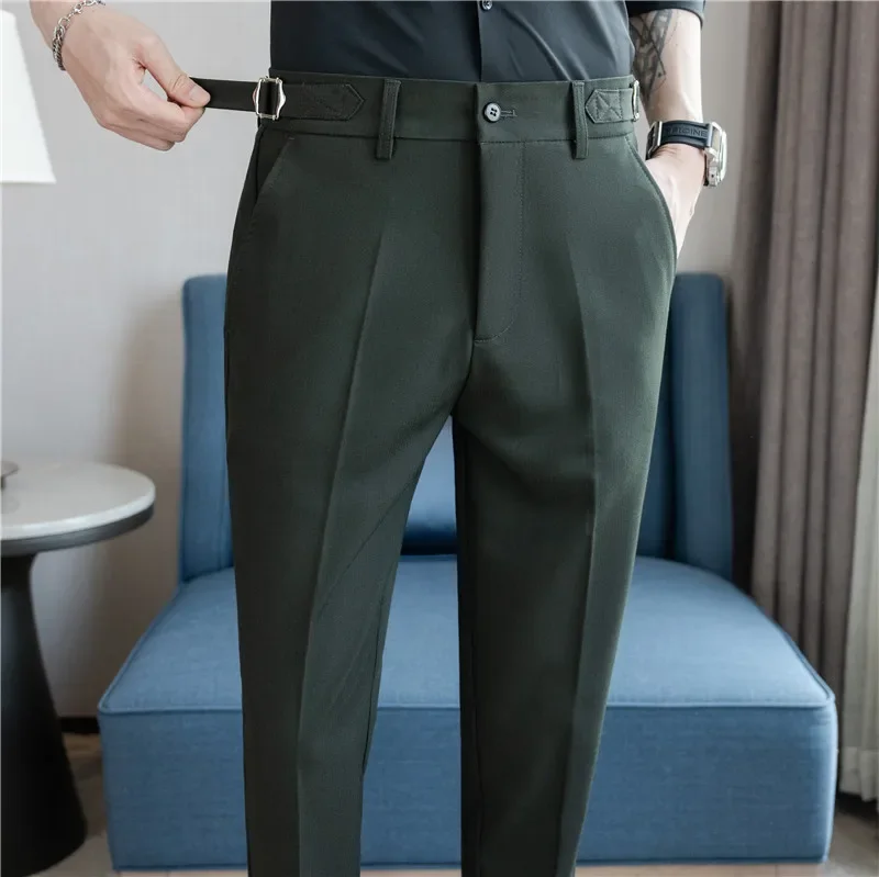 Men Suit Pants 2024 Autumn British Style Casual Slim Fit Trousers Solid Party Wedding Formal Dress Pants Fashion Men Clothing