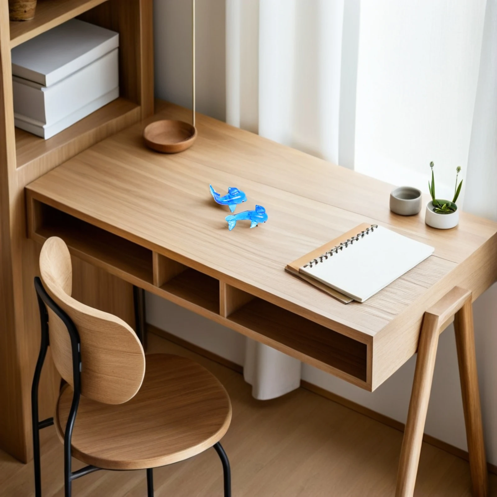 

2Pcs Glass Dolphin Decoration Sea Animal Sculpture Home Desktop Ornament Elegant Glass Craft Sculpture Tabletop Dolphin Craft