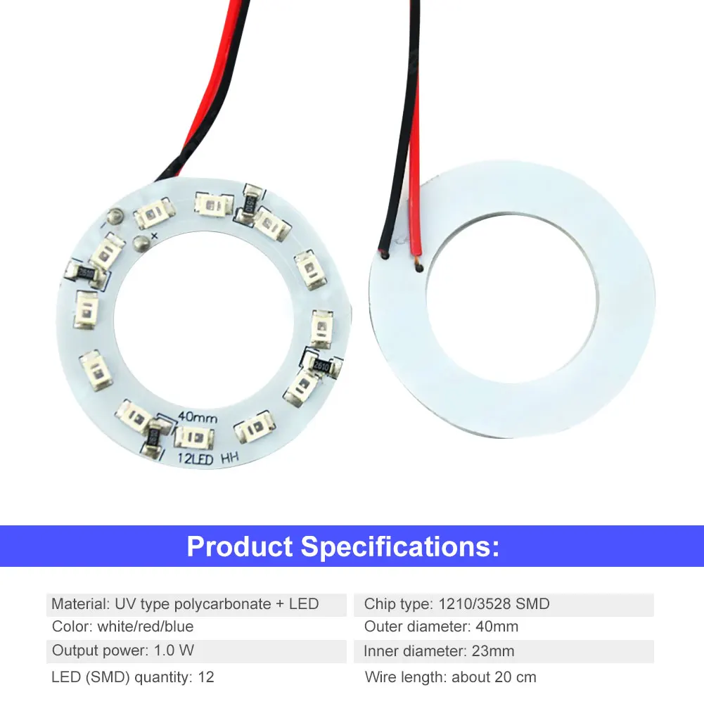 12LED Angel Eye Aperture Waterproof LED Ring Light Circle 40mm LED Angel Eye Aperture Ambient Light White Red Blue High