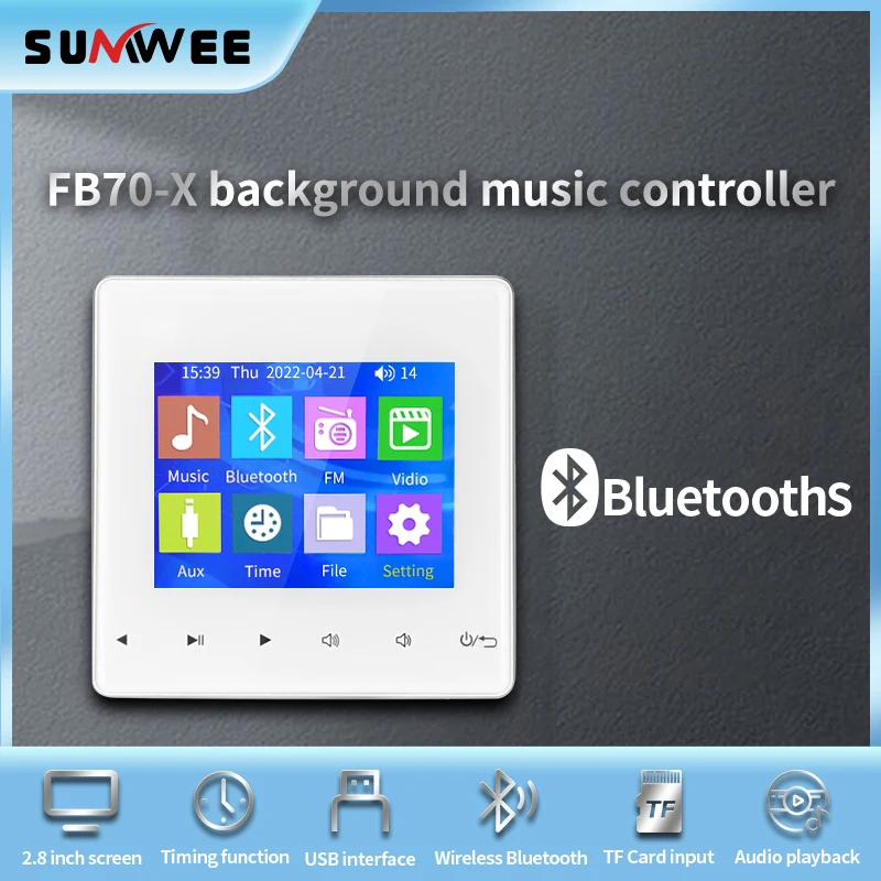 Home Bluetooth Wall Amplifier Background Music Host Control System Mini Touch Key Ceiling Speaker Audio Panel U Disk And TF Card