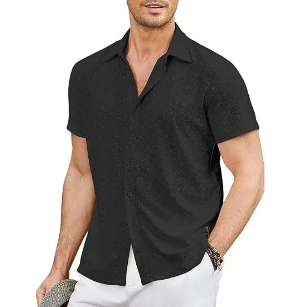 Men's Beach Shirt Short Sleeve Casual Vacation Shirt Summer Top