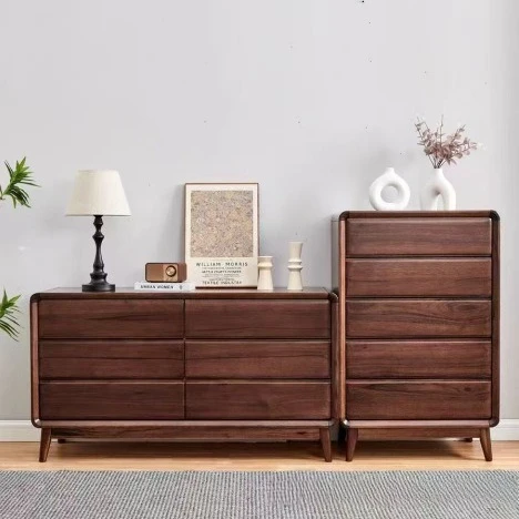 Retro solid wood six-chest cabinet storage bedroom living room entrance storage drawer cabinet