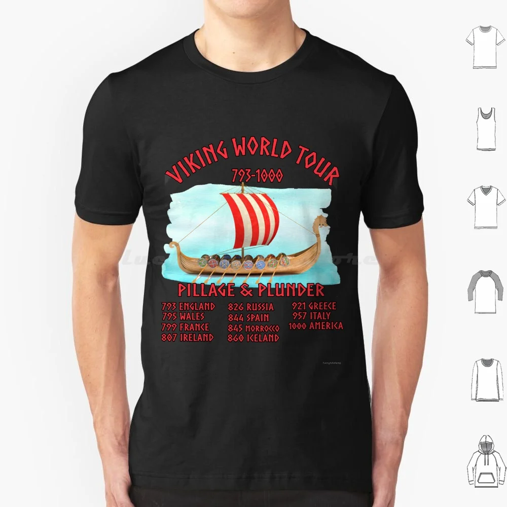 Camiseta colorida Viking World Tour 793-1000 Pillage And Plunder Ship para hombres, mujeres y niños 6xl Viking World Tour 793 1000 Pillage And