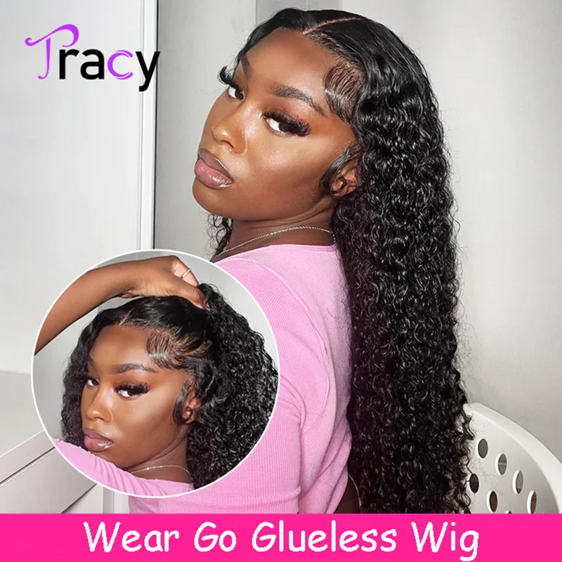 

Tracy Hair Glueless Wigs Human Hair Pre Plucked Pre Cut Wear and Go 4x6 Kinky Curly Lace Front Wigs Human Hair 180% Density Wig