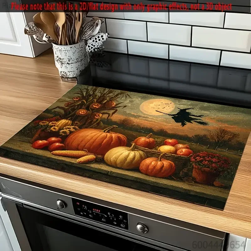 Halloween Pumpkin Witch Moon Print Super Absorbent Drying Mat Waterproof Kitchen Counter Coffee Maker Drain Pad Decor Placemat