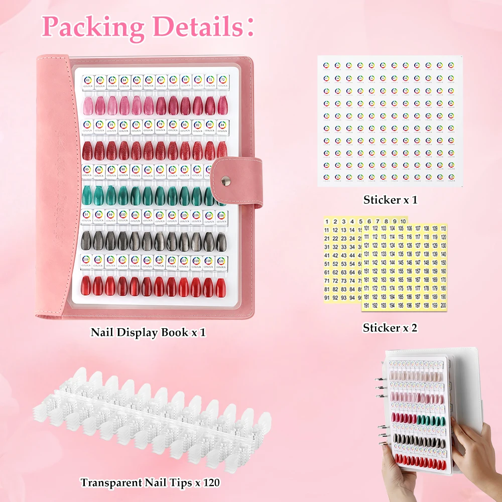 60/120 Colors Premium Magnetic Nail Swatch Book Crescent-Shaped Leather Cover Reusable Magnetic Nail Tips Removable Nail Tools image 3