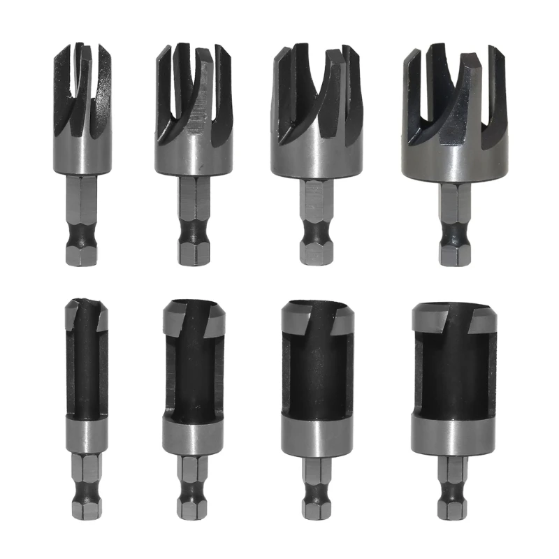 8Pcs Plug Cutter Drill Bit Set, Straight and Tapered Taper 1/4